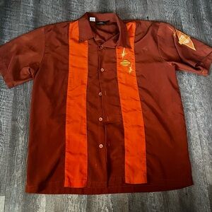 Harley Davidson Men's Orange and Brown Shirt Size Large‎